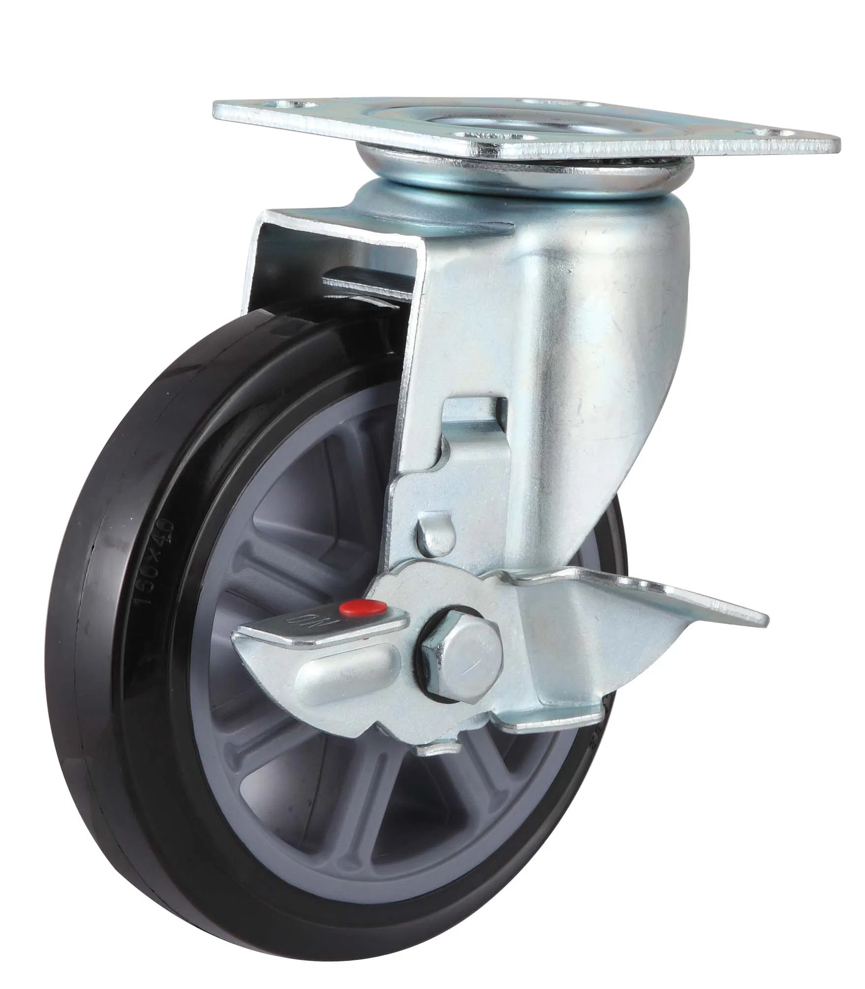 Globe Polyurethane Rigid Castor Wheels Top Plate Fixed PU Caster Wheel (Black)