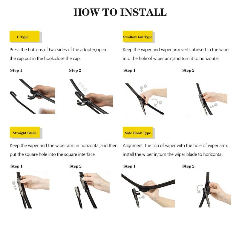 Универсальные стеклоочистители J/U-Hook из мягкого силикона