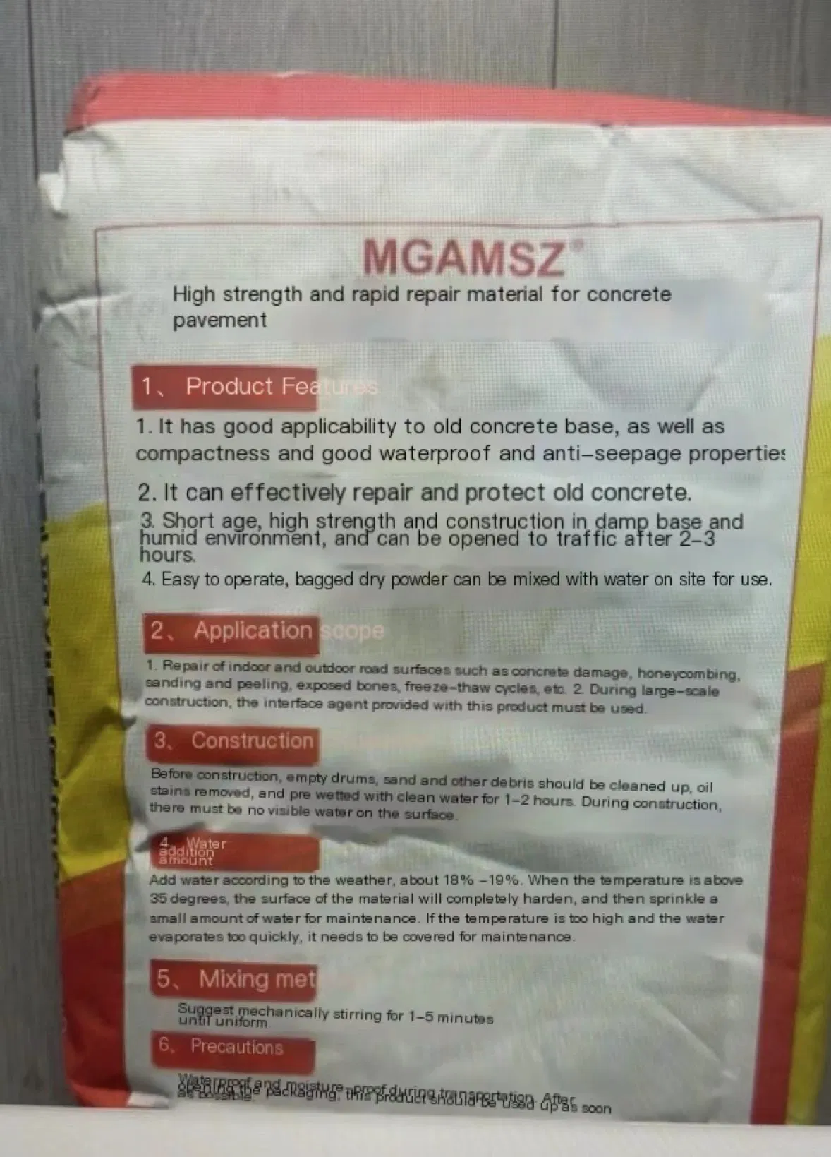 Versatile Rapid Repair Material for All Types of Pavements