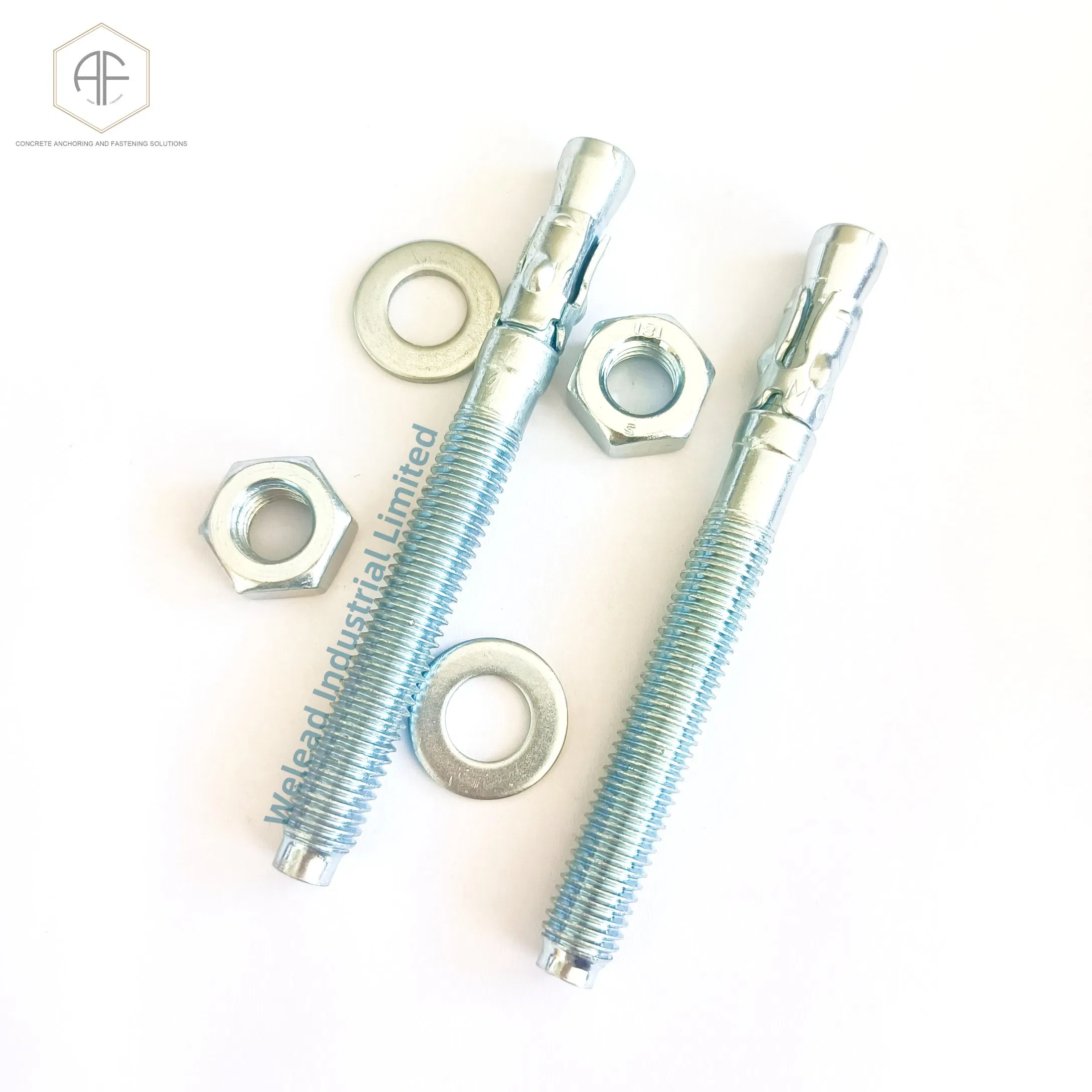 Wholesale M24X300 China Factory Long Wedge Anchor Throughbolt Concrete Fastener Threaded Expansion Bolts Carbon Steel Zinc Coating