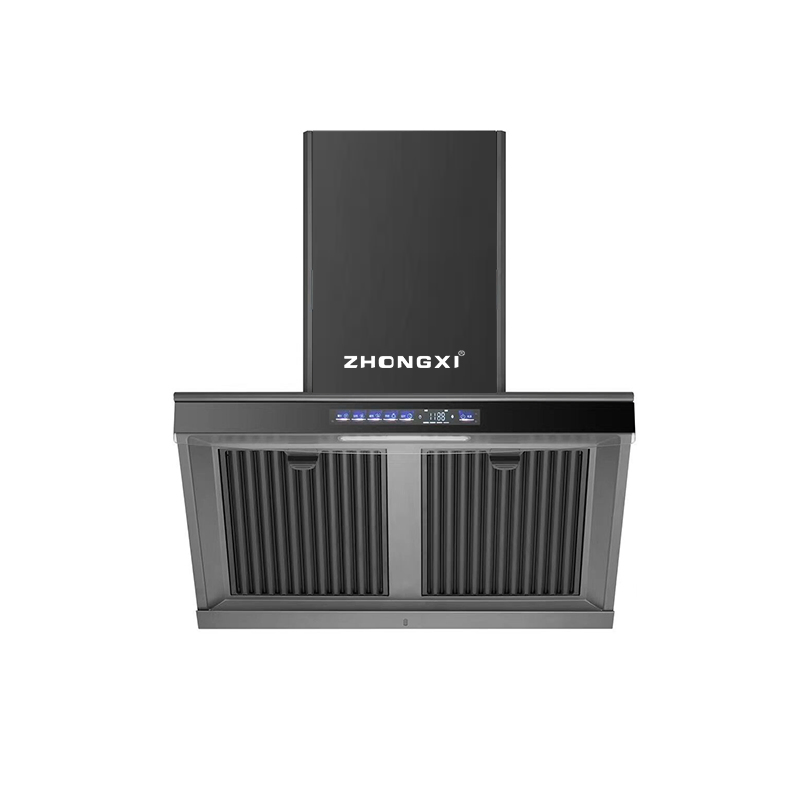 900mm Silver Stainless Steel Plastics Touch Control Auto Open Range Hood