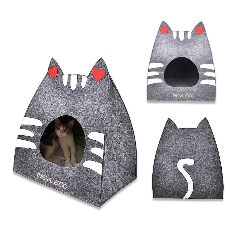 Large Washable Felt Cat Bed for All Seasons
