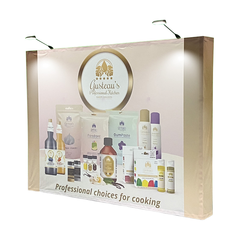 7.5*7.5FT Tension Fabric Pop up Display Stand Trade Show Holder Backdrop Portable Aluminum for Booth Exhibition Wedding Event