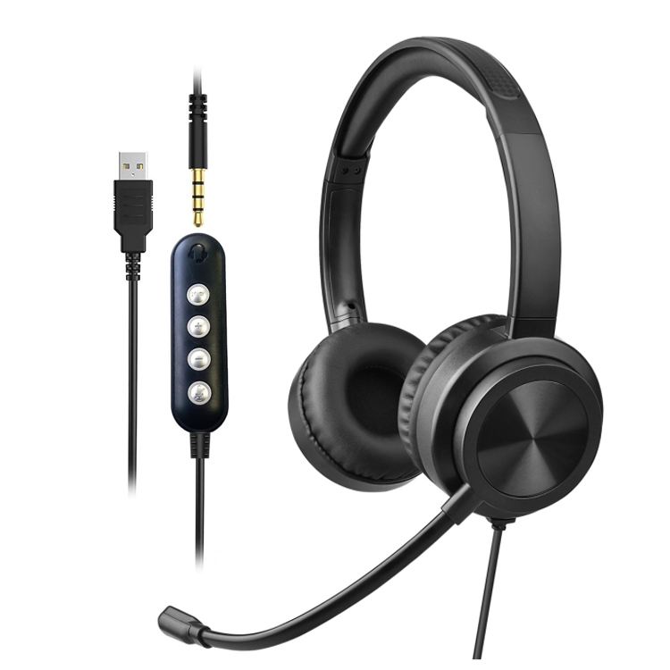 Type C Plug Wired Over Ear Office Headphones PC USB Computer Headset with Enc Call Noise-Cancelling for Calling