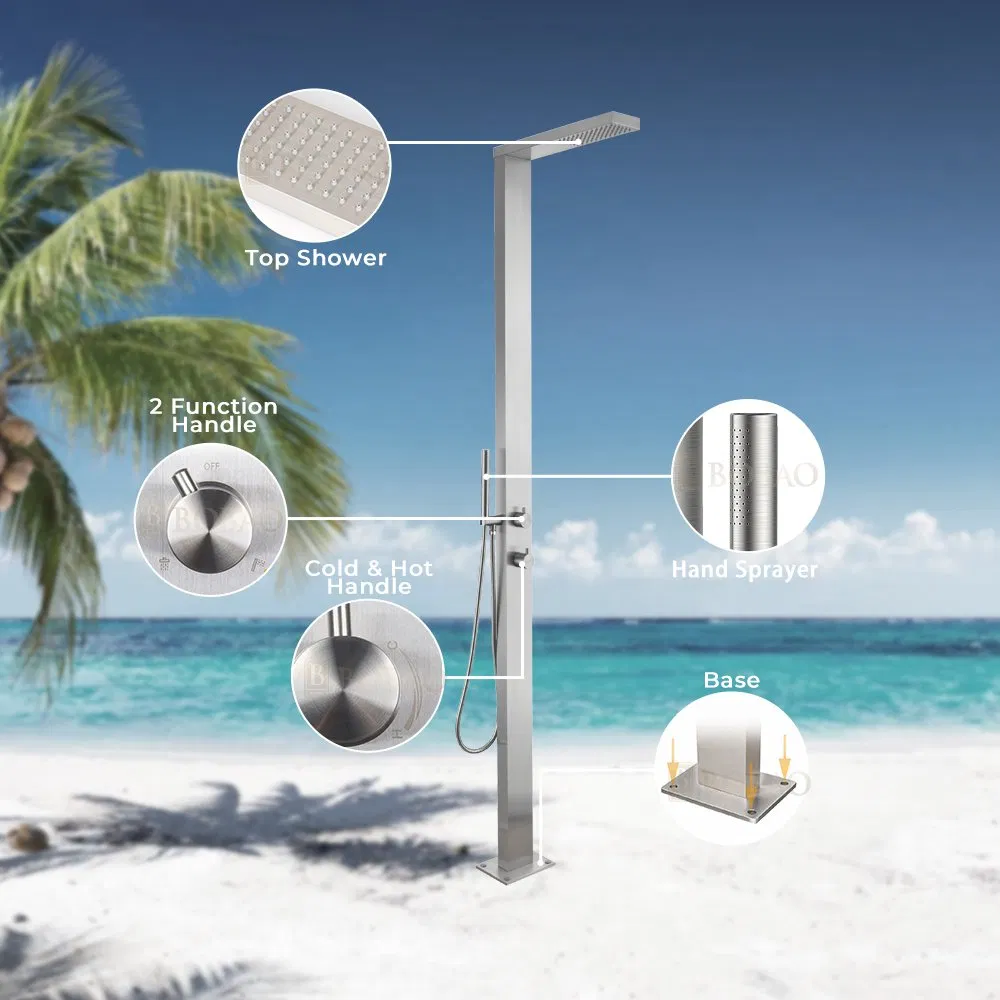 Contemporary Square Outdoor Shower for Swimming Pool Areas