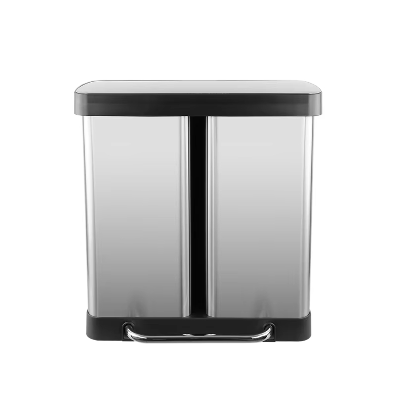 Двухсекционный мусорный бак 60 л из нержавеющей стали