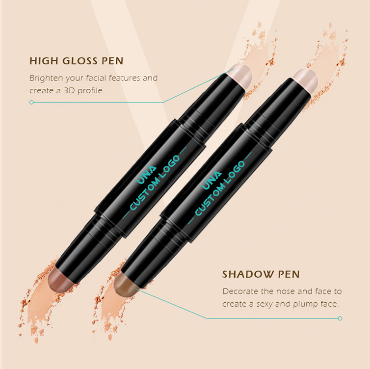 OEM ODM Custom 2 in 1 Face Makeup Waterproof Natural Concealer Shadow Highlighter Contour Stick