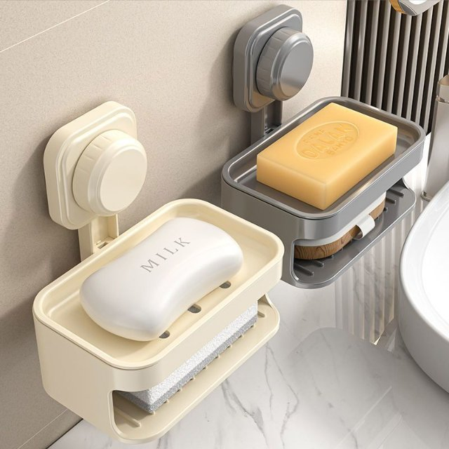 Suction Soap Holder for Home, Draining Soap Dish, Wall-Mounted Storage Rack