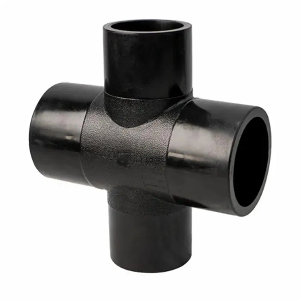 HDPE Equal Cross Pipe Fittings Four Tee for Water Supply