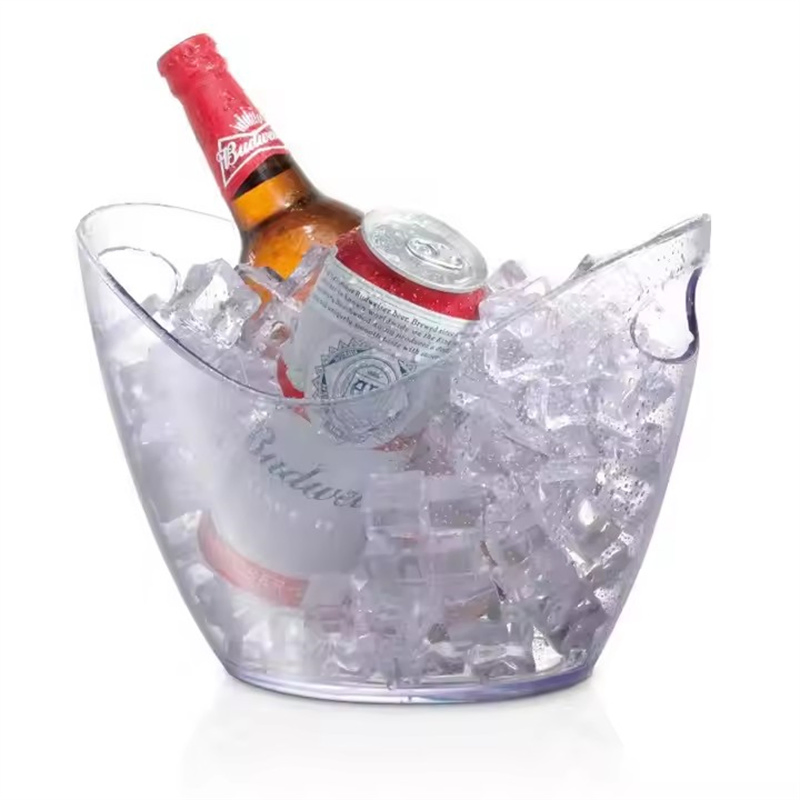 Transparent Wine Champagne Beer Plastic Ice Bucket with Handles Large Ice Buckets Ice Cooler