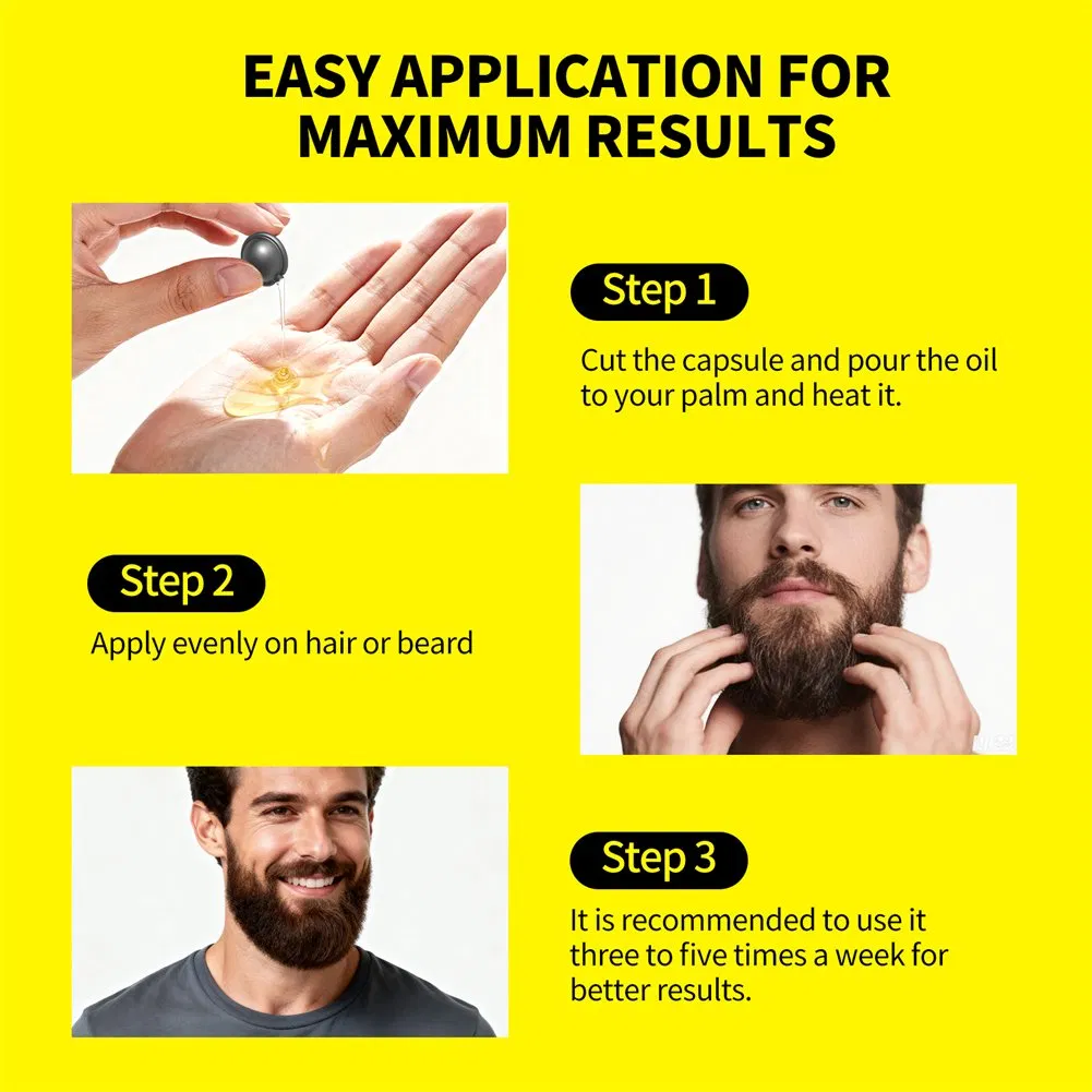 Men's Hair & Beard Capsule Anti Dry Broken Hair Repairing Vitamin Capsule for Male