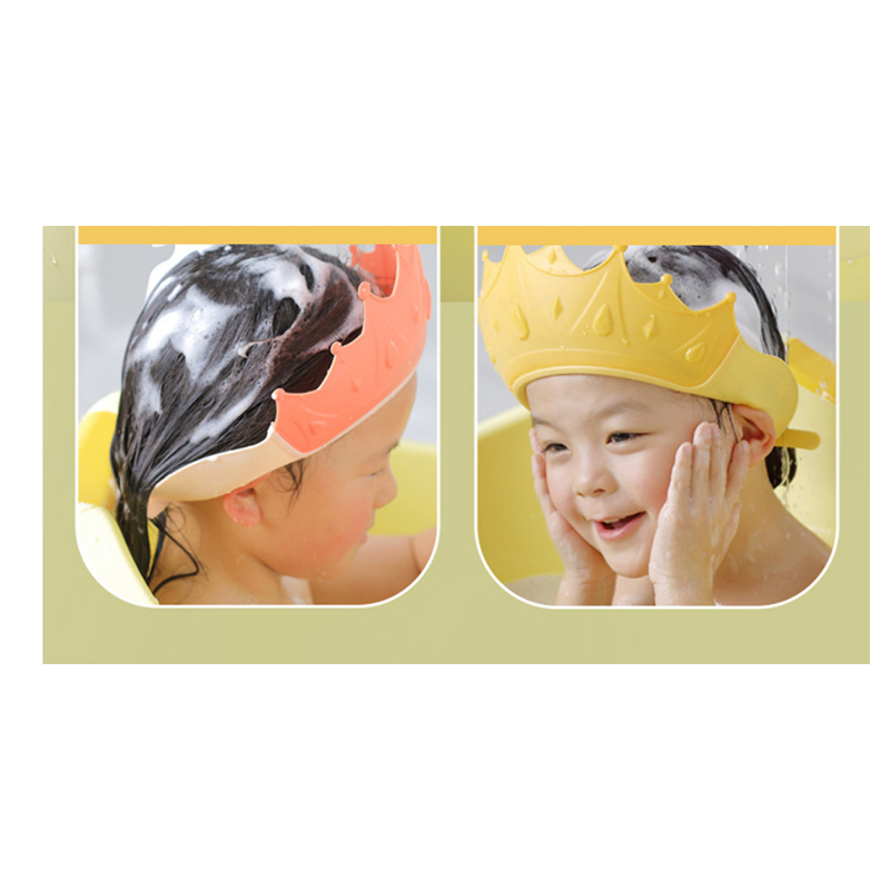 Waterproof Protection Safe Bath Cap, Soft Adjustable Hat Protect Eyes Ears Baby Shower Caps