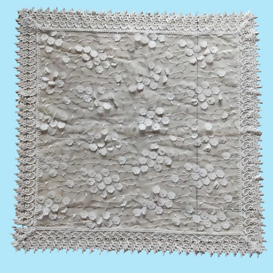 3D Organza Embroidered Fabric Sewing Matched Lace Tablecloth