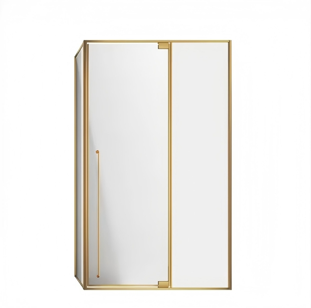 Custom Luxury Pivot Square Tempered Glass Gold Bathroom Frame Shower Door