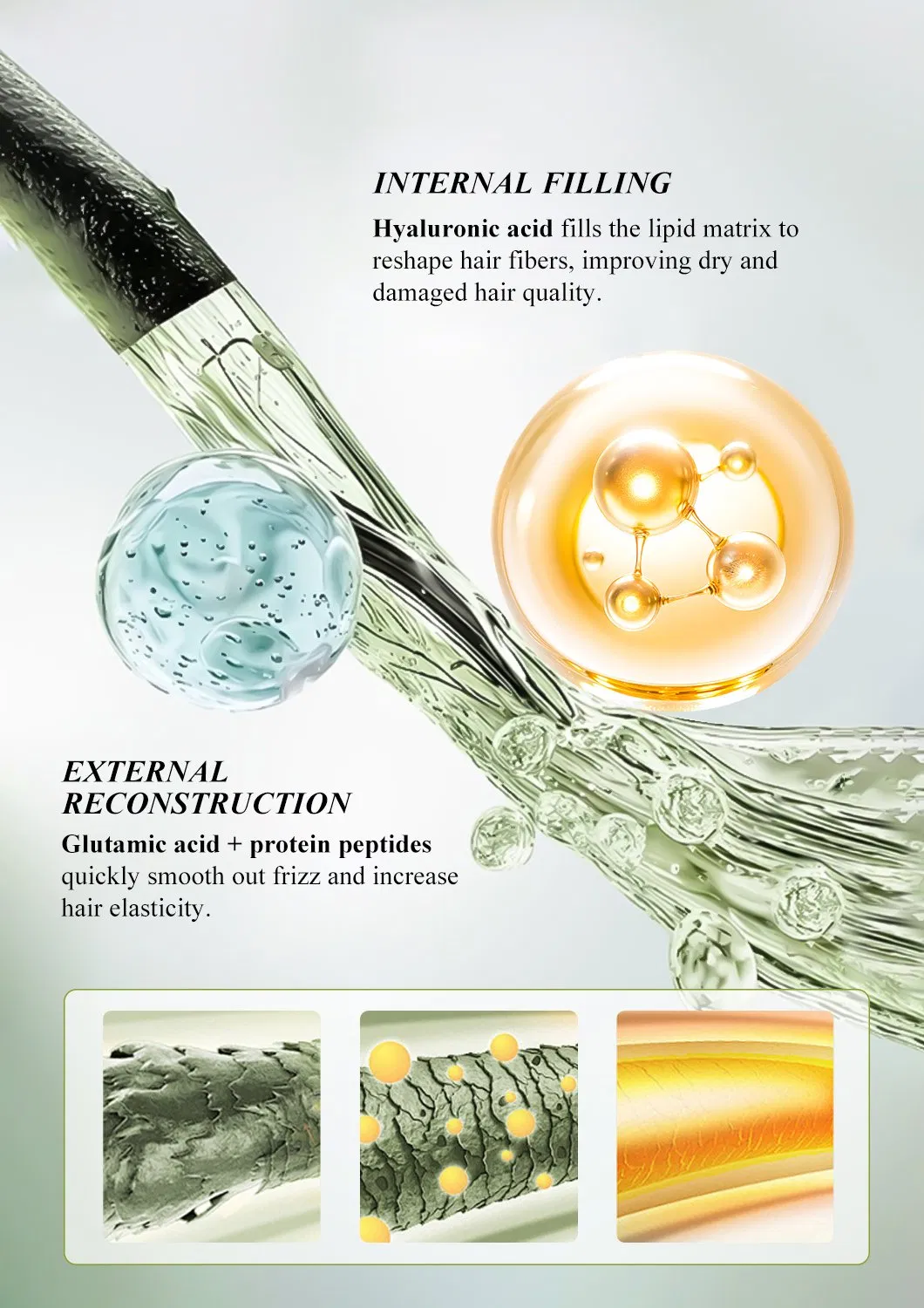 Protein Peptide Hair Care OEM ODM Repairing & Replenishing Hair Essence Lotion Conditioner