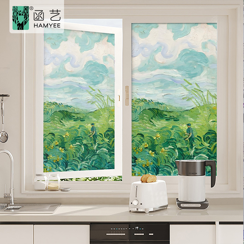 Customized Printing Flower Static Cling Privacy Glass Window Film Decorative