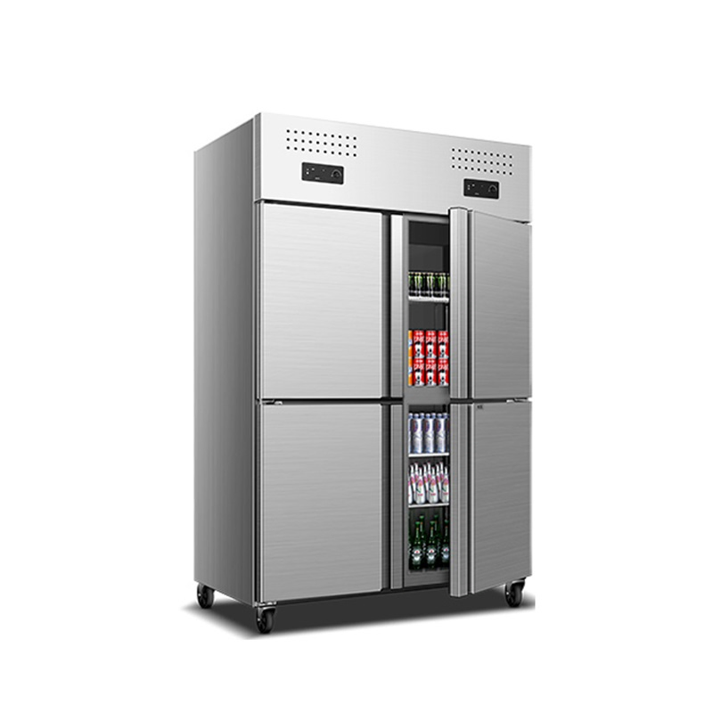 Commercial Stainless Steel Large Capacity Four-Door Double-Temperature Freezer with Thickened Construction