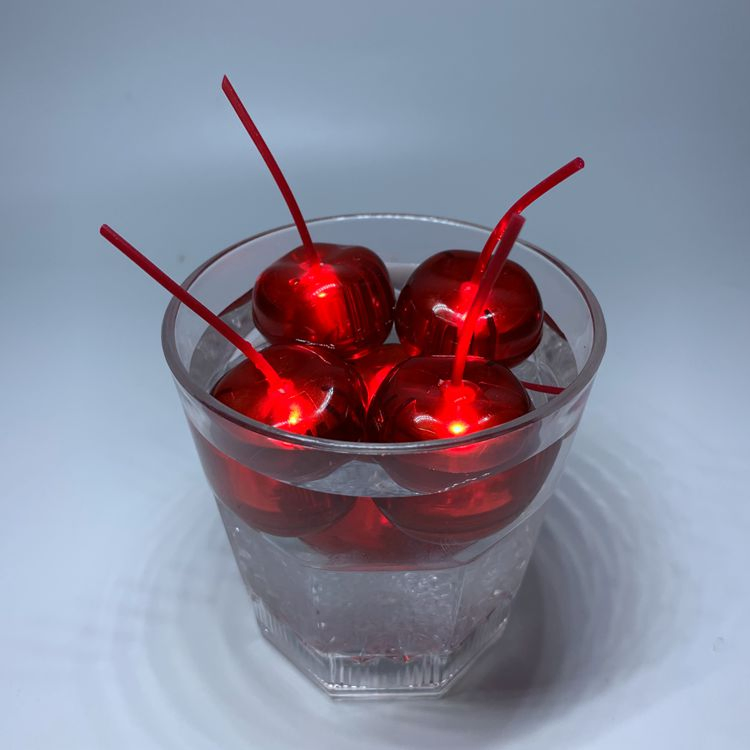 ODM Supplier Wholesale Price Food Grade Red Cherry Flashing Glowing up LED Ice Cube for Night Club Bar Party