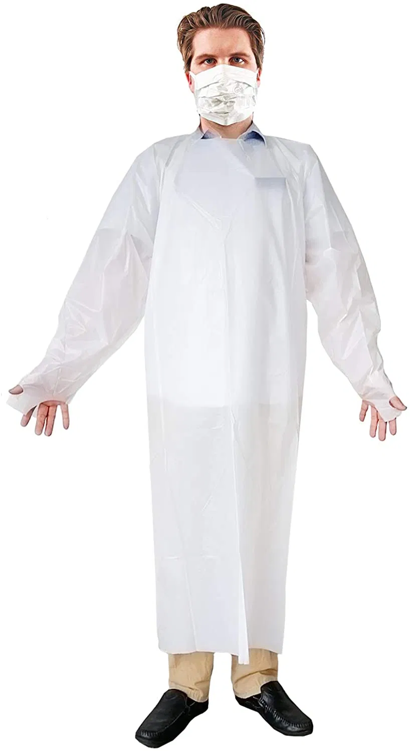 Waterproof/Plastic CPE/Poly/PE/PP/Nonwoven Disposable Protective Isolation Gown for Visitor