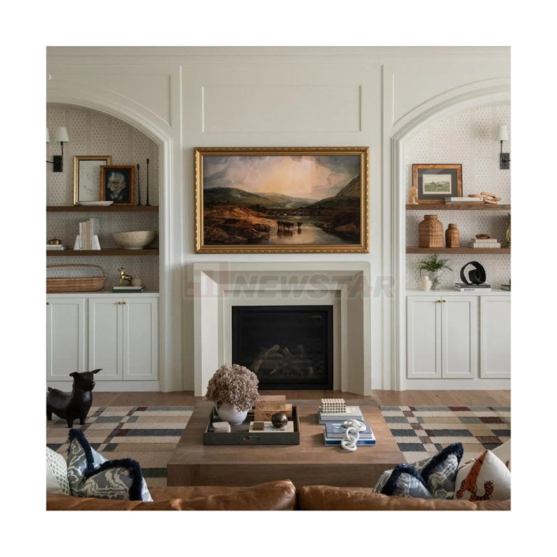 Newstar Luxury Style Natural White Marble Fireplace Customize Size Home Decoration Marble Fireplace
