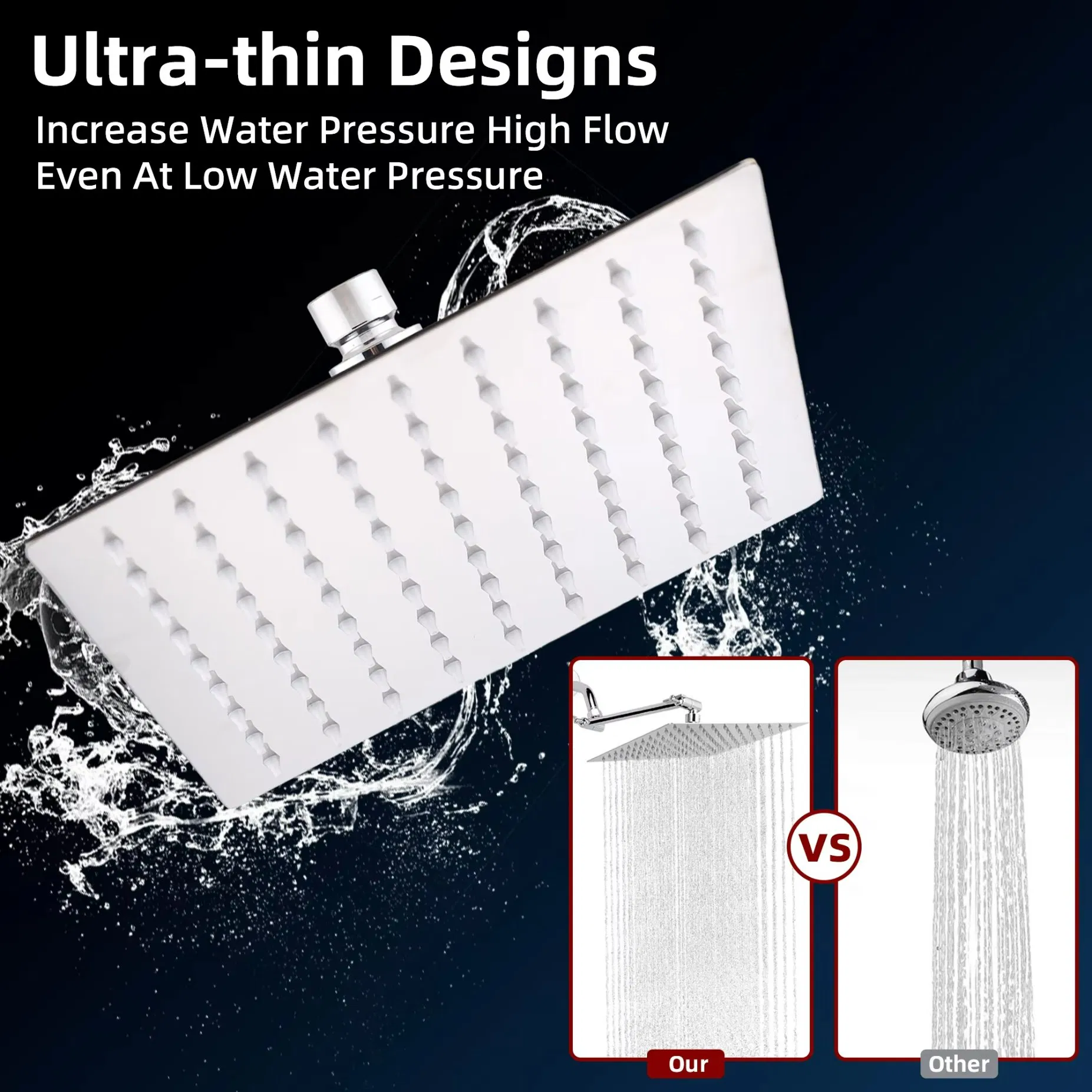 Premium Stainless Steel Waterfall Shower Head for Luxurious Bathing Experience