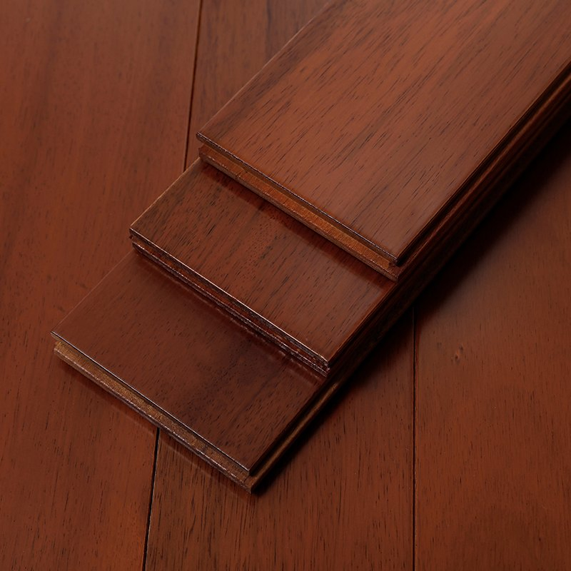 Elegant Indoor Solid Wood Flooring in Rich Red Sandalwood Hue