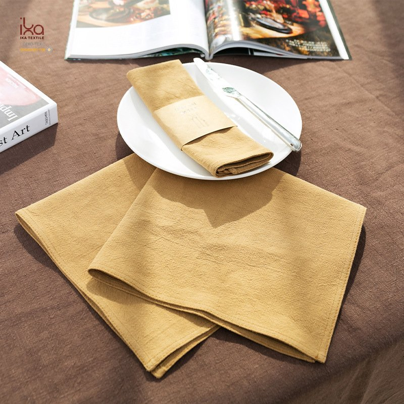 Hot Sale Items Decorative Natural Dinner Brown White Color Printed Embroidered Custom Personalized Linen Napkin