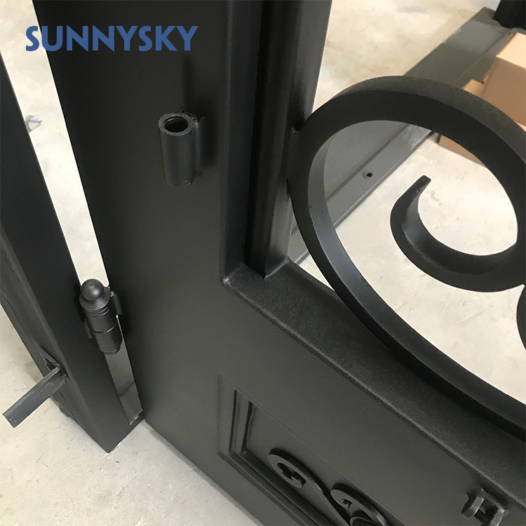 Wholesale Old Fashion Heavy Duty Quality Forged Exterior Safety Arches Double Front Main Security Wrought Iron Door for Sale