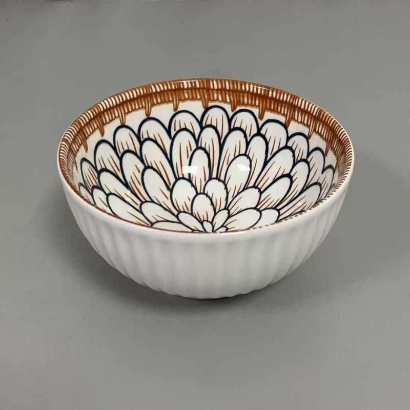 Small Ceramic Bowl Vintage Household Rice Bowl Breakfast Rice Bowl Underglaze Tableware