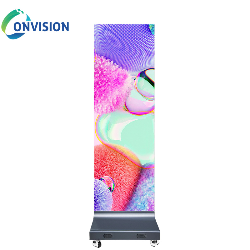 Factory Direct Sales Foldable LED Poster Display P2.5mm P1.86mm Indoor Gob Process Floor-Standing LED Poster Screen