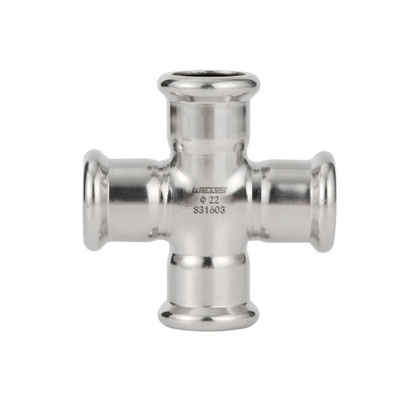 Cold and Hot Water Suitable From 0°C to 120°C Temperature Range Crossing Stainless Steel M Profile Press Fittings
