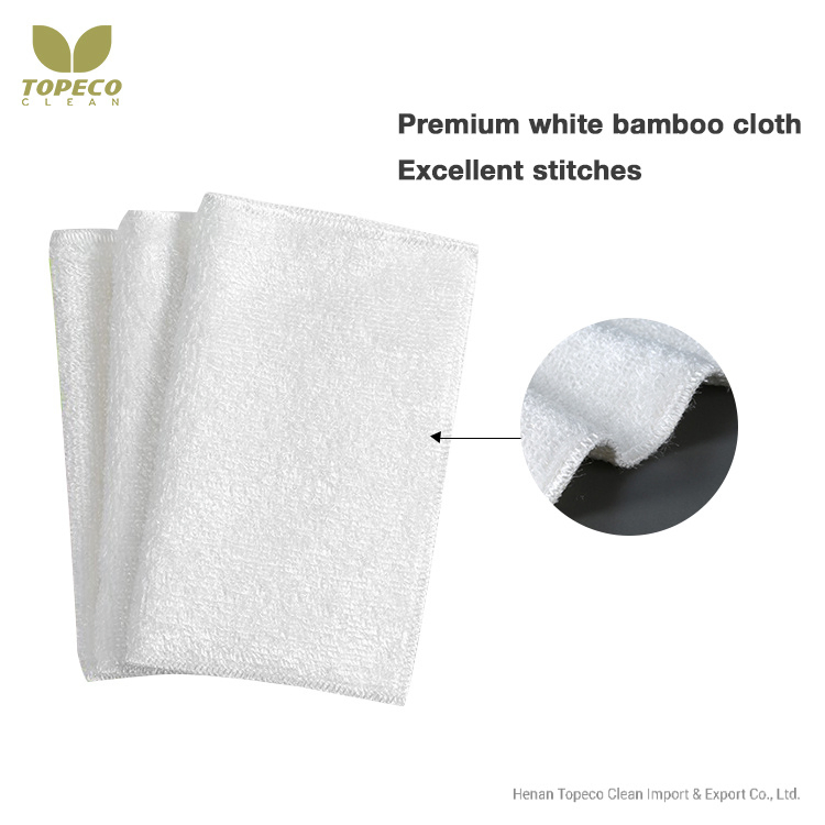 Topeco Wholesale Eco Friendly Dish Towel Kitchen Cleaning Reusable Bamboo Fiber Cloth
