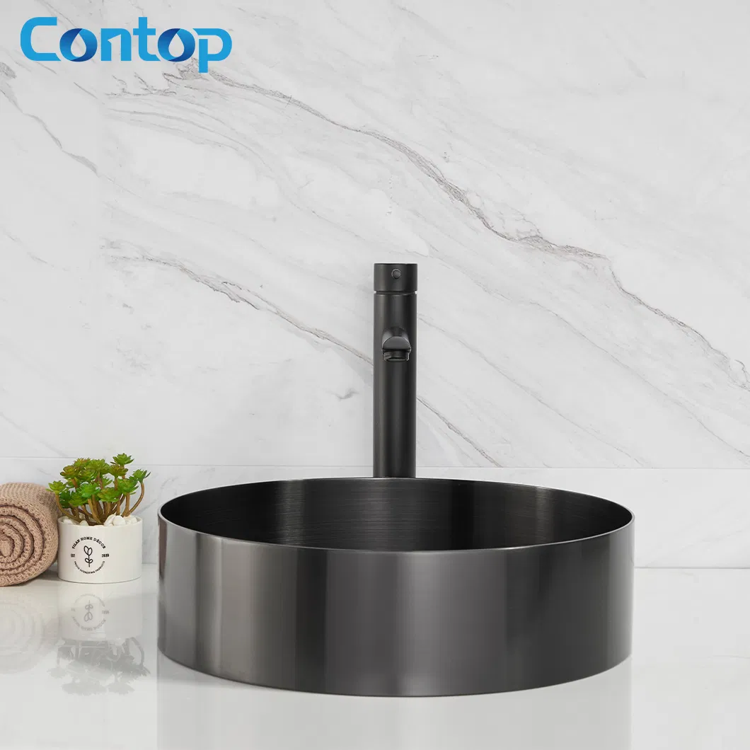 304 Stainless Steel Washing Basin Bathroom Vanity Brass Basin with Watermark