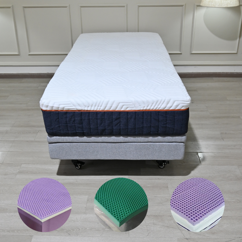 Hybrid Queen Purple Zero Pressure Honeycomb Grid Cool TPE Mattress Vacuumed Into a Box
