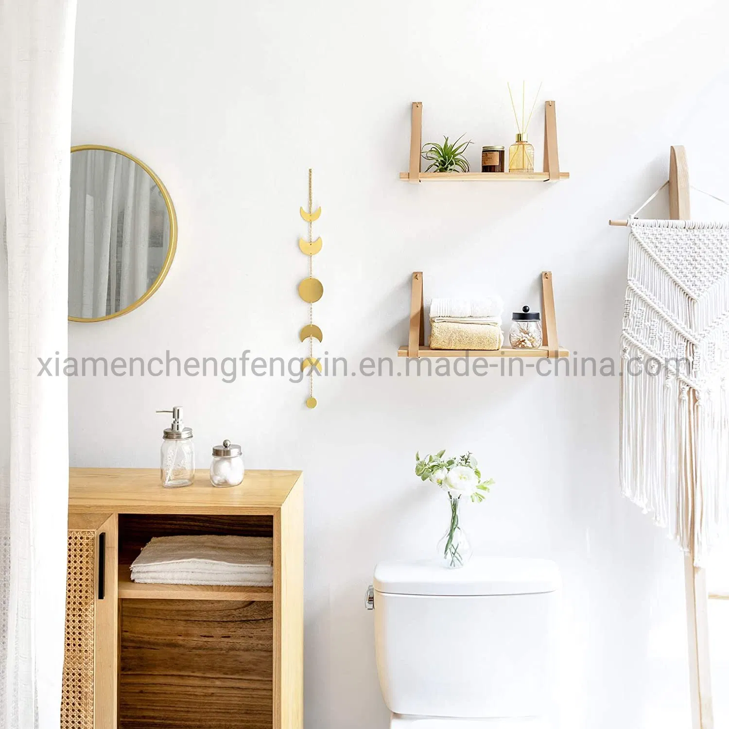 Stylish Leather Strap Wall Shelves for Modern Home Decor