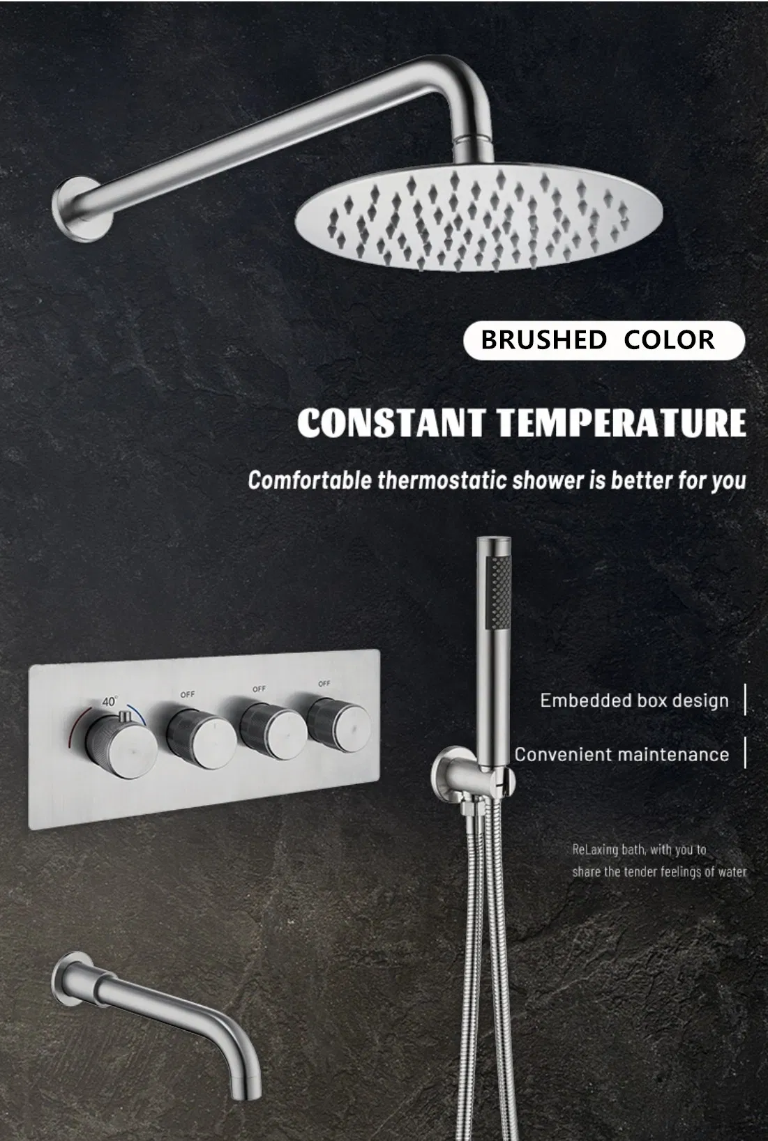 Bathroom Concealed Thermostatic Mixer Shower Faucet