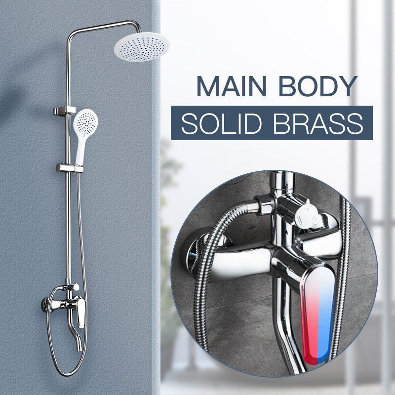 Rain Round Shower System Set Solid Brass