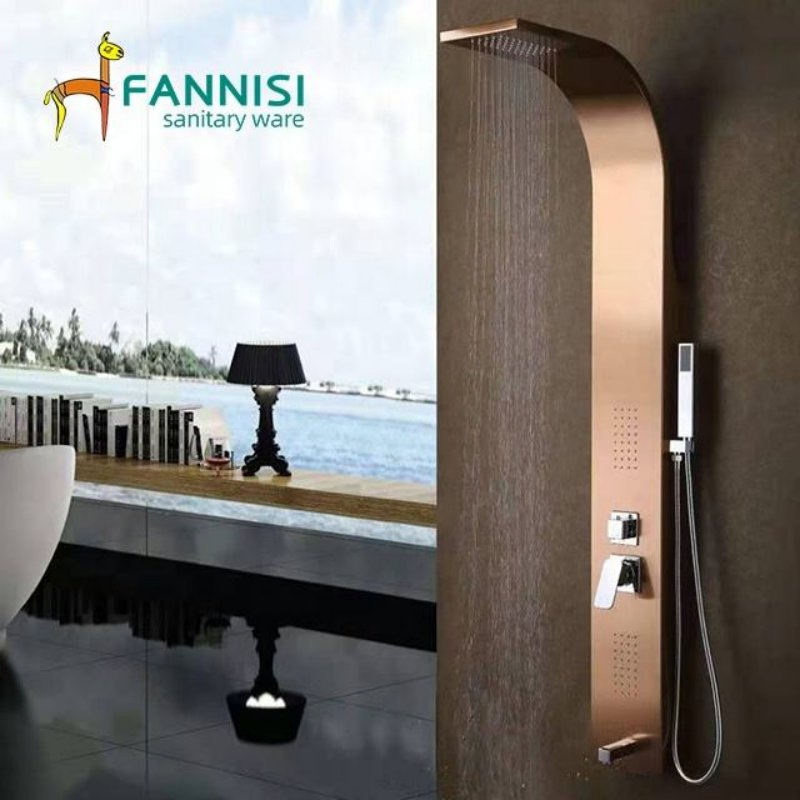 Luxury Bathroom Rainfall Shower Faucet System Massage Shower Panel