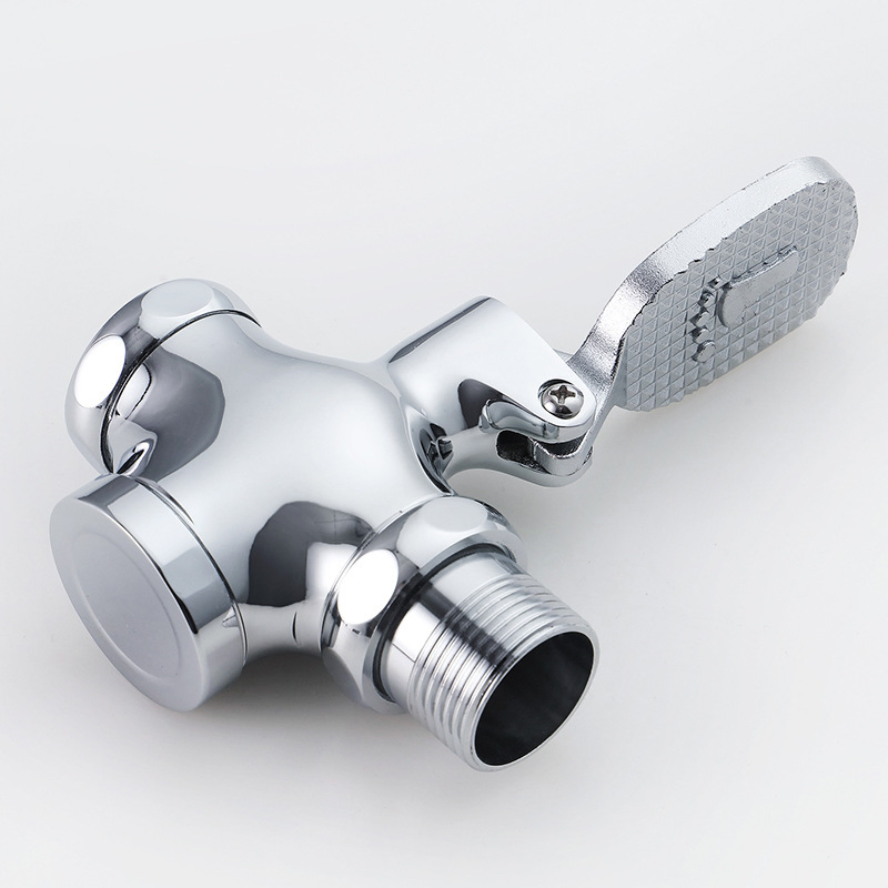 Chrome Plated Full Brass Pedal Foot Operated Flush Valve Dual-Flush Feature