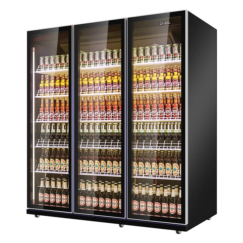 Professional Manufacture CE CB Air Cooling Single/Double Supermarket Commercial Vertical Tempered Glass Door Upright Beer Beverage Cooler Chiller Refrigerator