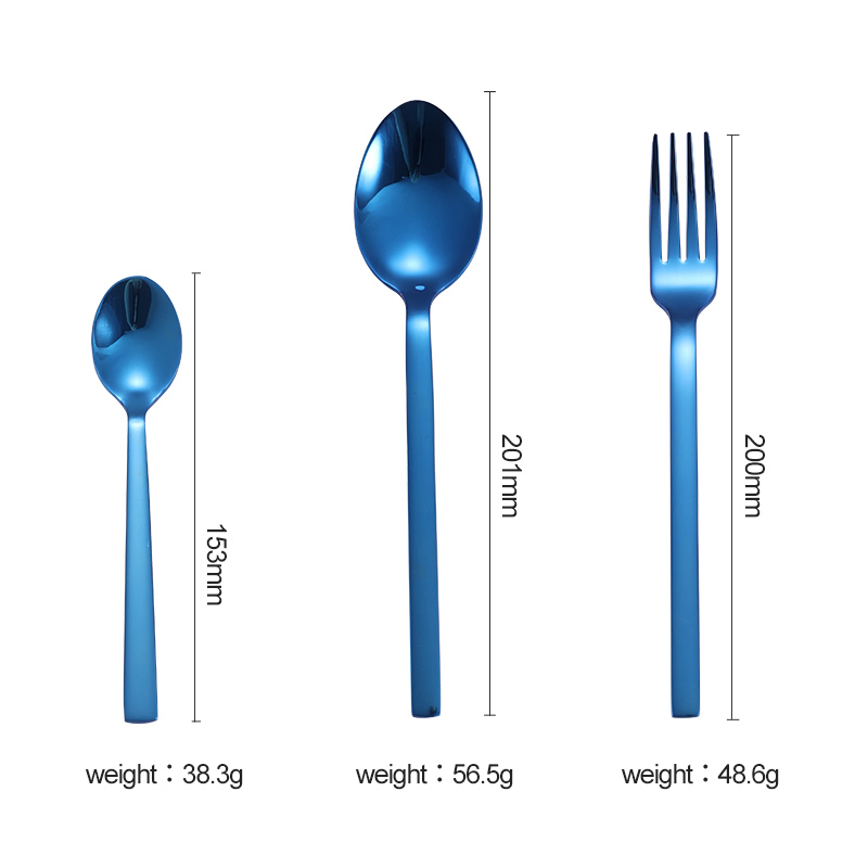 Custom Blue High Grade Stainless Steel Spoon and Fork