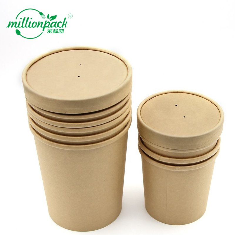 8/12/16/26/32 Oz Inexpensive Kraft Paper Soup Bowl with Recycled Material