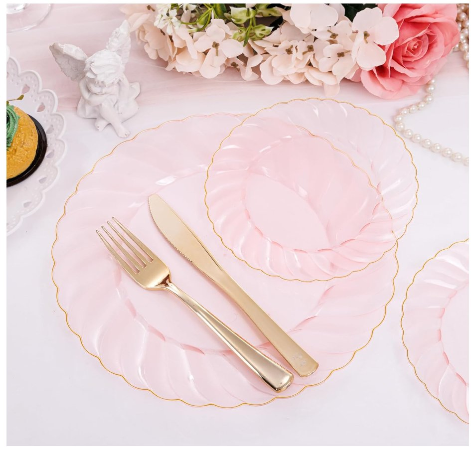 Custom Logo Printing Serving Plastic Party Dinnerware Round Dinner Tableware Wedding Plates Disposable