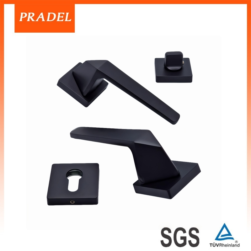 Modern Safety Wooden Black Lever Door Handles Door Handle Interior Lock