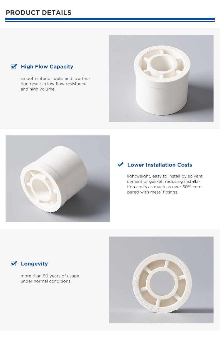 Durable ASTM Schedule 40 PVC Reducer Bushing for Water Supply