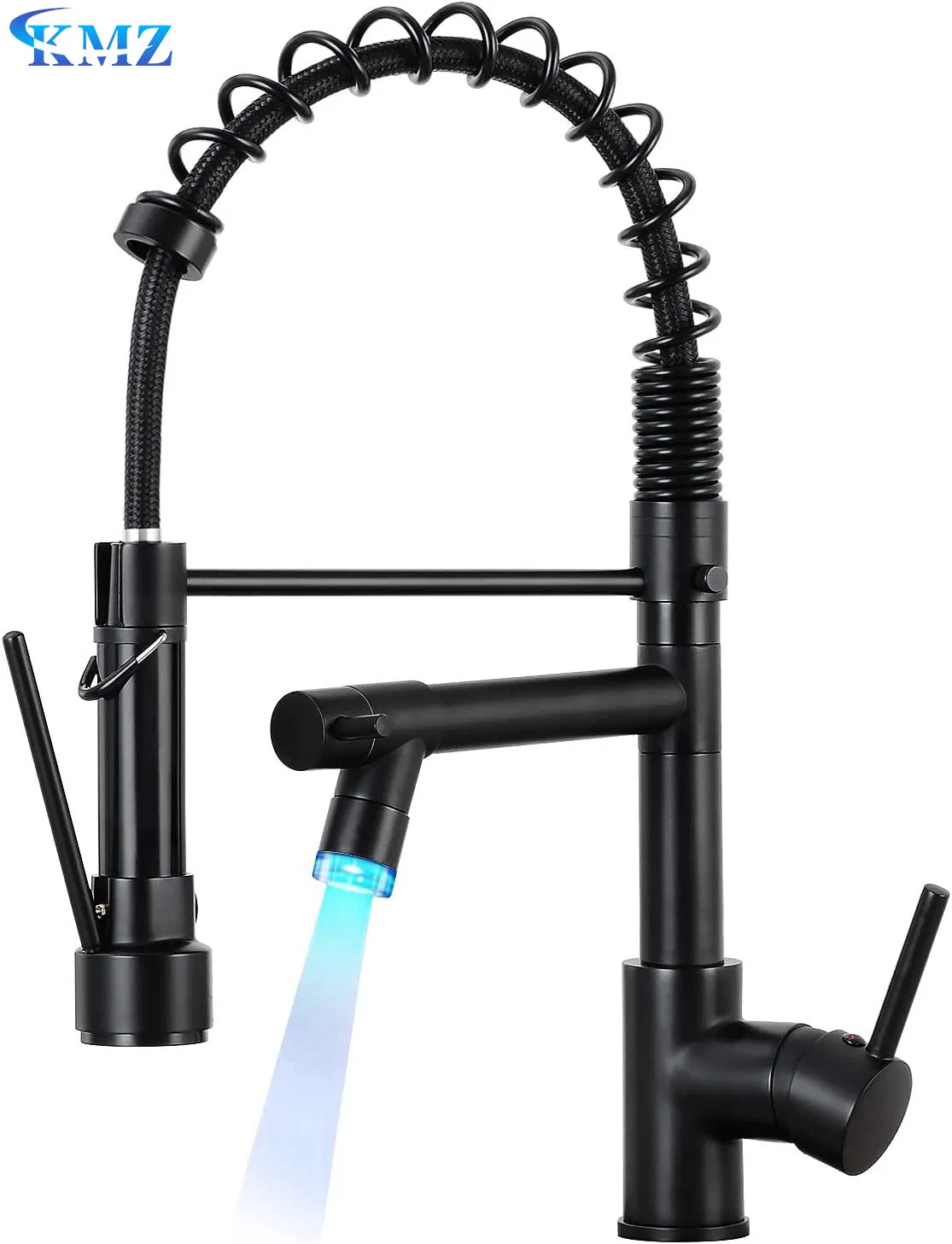 Kitchen Faucets Commercial Solid Brass Single Handle Single Lever Pull Down Sprayer Spring Kitchen Sink Faucet