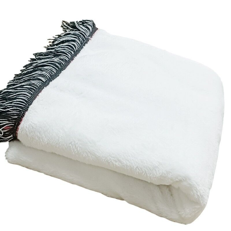 Sublimation Blank Christmas Plaid Tassel Flannel Blanket