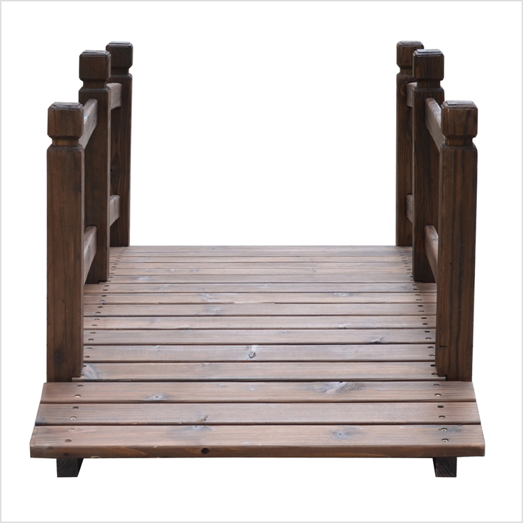 Solid Wooden Garden Bridge Antique Style with Columns