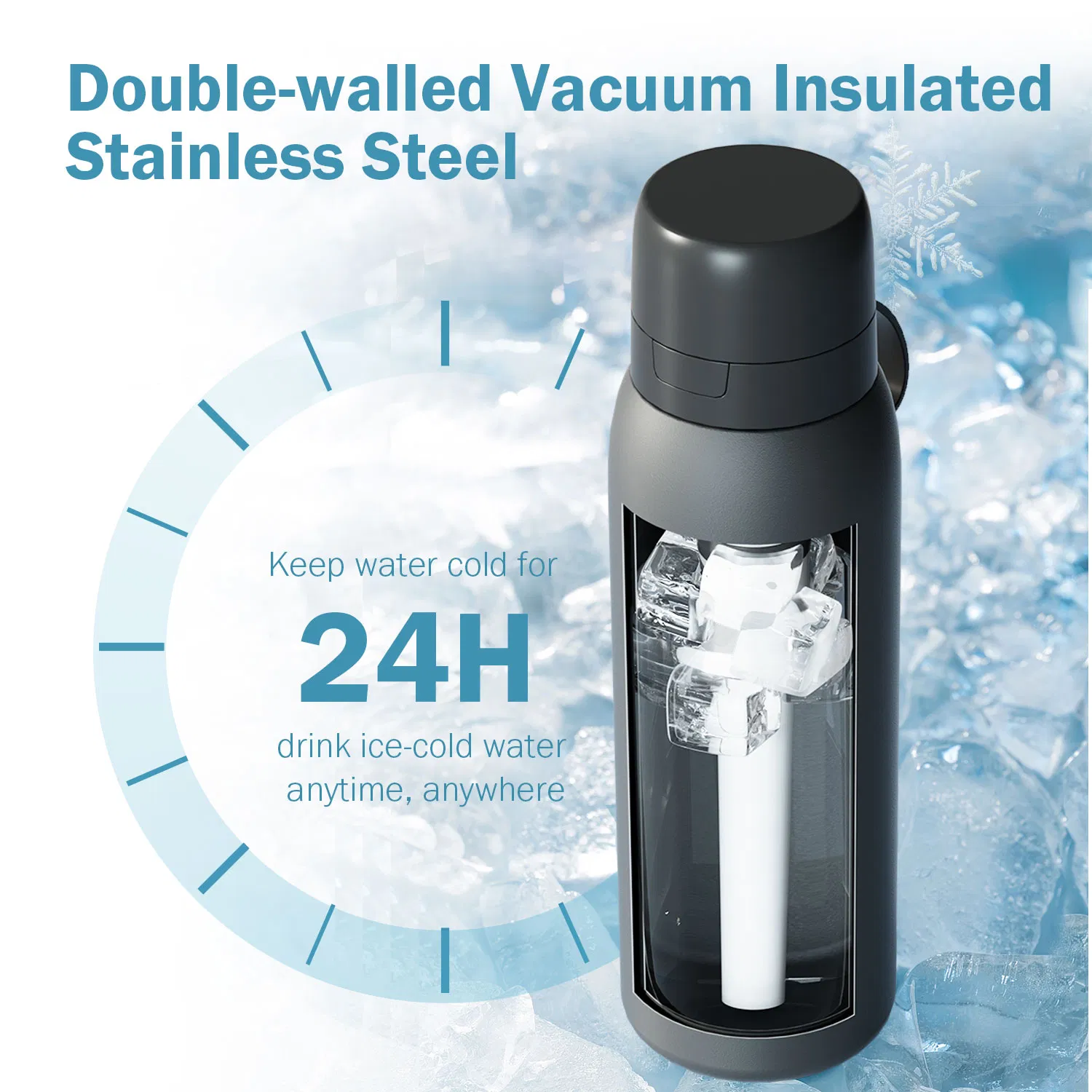 Eastcooler Water Filter Bottle Keep Drink Cold 24 Hours, 1 Filter for 40 Gal / 2 Months