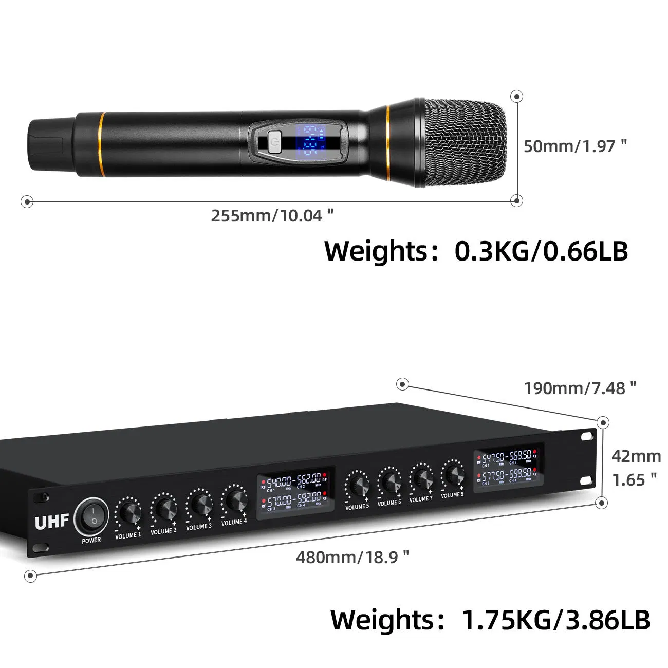 Профессиональный 8-канальный беспроводной микрофон с наушниками